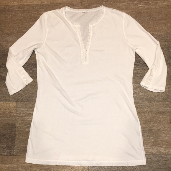 Tops - Chic & Comfortable White Henley Cotton Shirt Sz M